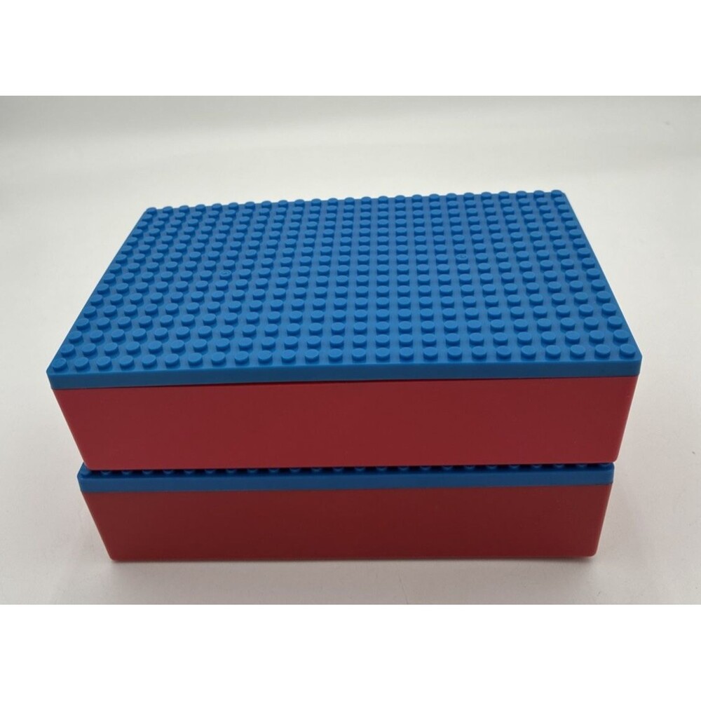 Make It Blocks -Blocks Storage Case▪︎8" x 5.25" x 2” Blue Lid, Red Case Lot Of 2